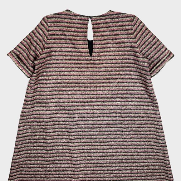 Sezane Sparkly Stripe Robe Mini Dress Black/Pink/Gold Women's Size Small - Picture 9 of 14